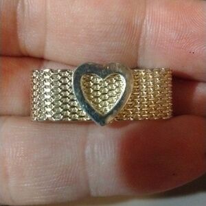 Silver tone heart ring size 6.5 NWT (sku 918)